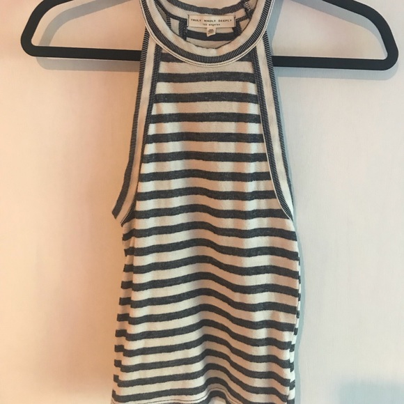 Blue & White Stripe Crop Top - Picture 2 of 4